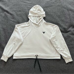 Under Armour Project Rock Cropped Terry Hoodie Womens Size Medium Long Sleeve